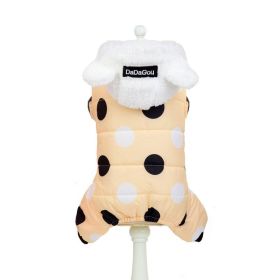 Warm big polka dot four-leg cotton coat (Option: Light Yellow-M)