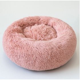 Dog Beds For Small Dogs Round Plush Cat Litter Kennel Pet Nest Mat Puppy Beds (Option: Good Pink-40cm)