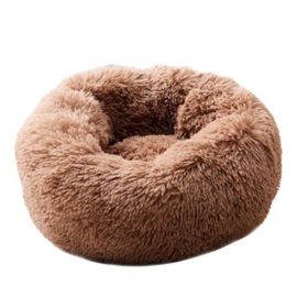 Dog Beds For Small Dogs Round Plush Cat Litter Kennel Pet Nest Mat Puppy Beds (Option: Good Coffee-50cm)
