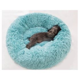 Round Long Hairy Autumn And Winter Nest Pad Cat Mattress (Option: Green-40cm)