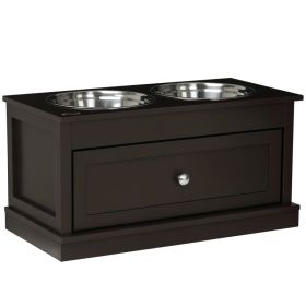 Large Elevated Dog Bowls with Storage Drawer Containing 11L Capacity, Raised Dog Bowl Stand Pet Station (Option: Coffee Brown-700x380x220 mm)
