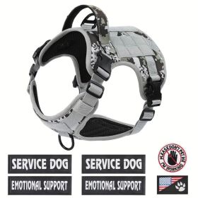 American Local Tactical Pet Boobs Service Dog Harness Vest Adjustable Reflective Metal Buckle Hiking Training (Option: GrayCamo-S)