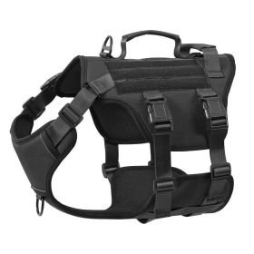 Heat-resistant Durable Nylon Tactical Service Dog Harness, Adjustable Vest With Dual Handles For Large Dogs (Option: Black-S)