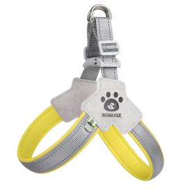 Pet Dog Cat Harness, Pet Harness With LeashSet, Adjustable Puppy Harness ComfortableReflective Easy Control Dog With Leather Leash,.No-Pull No Choke P (Option: Yellow-M)