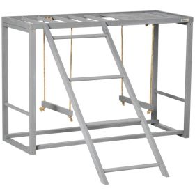 Chicken Activity Game With Swing Set For 3-4 Birds, Wooden Chicken Coop Accessory With Multiple Chicken Perches (Option: Argent)
