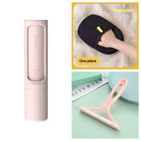 2-1 Reusable Pet Hair Remover Brush Lint Roller Portable Effective Self Cleaning Tool Removal Brush (Option: Pink set)