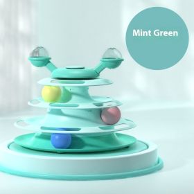 4 Levels Cat Toy Tower Turntable Roller Balls Toys Interactive Intelligence Pets Toys Training (Option: Mint Green-OPP Bag Packaging)