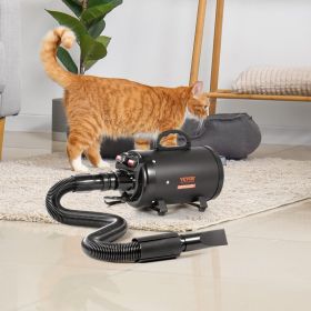 2800W Dog Grooming Dryer High Power Pet Blow Dryer Adjustable Speed Nozzles (Option: Black)