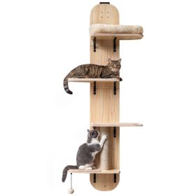 Door Hanging Cat Climber Adjustable 4 Level Plush Bed Scratching Post (Option: Beige  Natural)