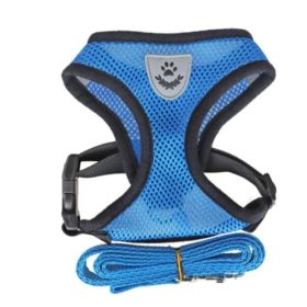 Fashionable High-end Multi-color Dog Harness (Option: Light blue-XL)