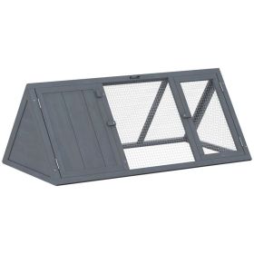 Wooden Rabbit or Guinea Pig Hutch with Run and Doors, Outdoor Triangle Bunny House for Rabbits, Ducks or Chicken (Option: Gray-1170x65x530 mm)
