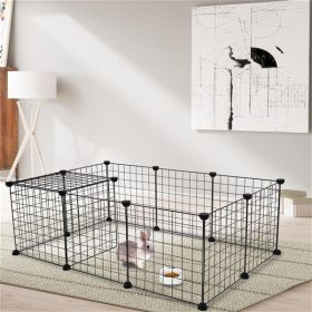 12 Pieces Of Iron Mesh Material Fence (Color: black)
