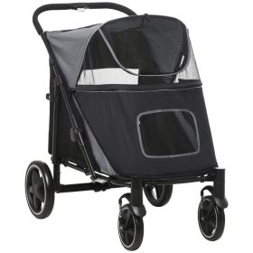 Foldable Dog Stroller for Dogs Up to 66 Lbs Shock Absorbing Wheels (Option: Gray-865x585x220 mm)