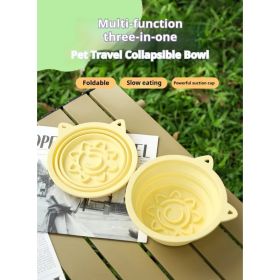 3-in-1 Pet Travel Collapsible Bowl Foldable Slow-Feeder With Strong Suction Cups  Portable (Option: Pink-650ml)