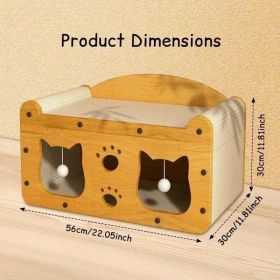 Multi-Style Double-Layer Cat Scratcher House, 2-Tier Large Cat Villa Bed With Corrugated Cardboard (Option: MD CAT1)
