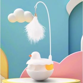 Interactive Duck Cat Toy Stick Removable Washable Indoor Outdoor Play (Option: White duck)
