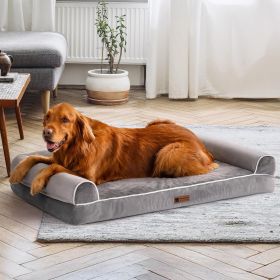 MEWOOFUN Orthopedic Dog Bed XL Egg Crate Foam Mattress With Removable Washable Cover, Waterproof Pet Couch Bed Grey, Extra Large (Option: WP147)