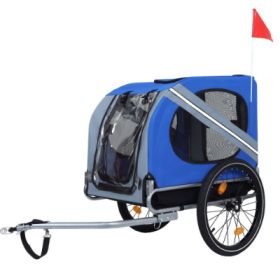 Large Folding Bike Trailer For Dogs 120LB Capacity All-Terrain, Durable Steel Frame For Cycling, Jogging, Camping  Outdoor Adventures (Option: BlueGrey)