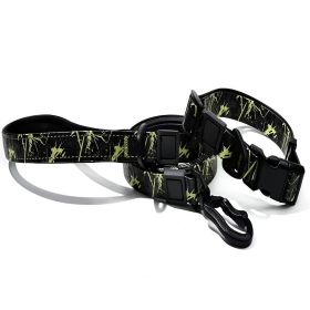 Embossed Waterproof Tear Resistant UV Printed Dog Leash Collar Set (Option: Green)