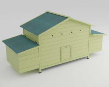 11.12 Square Feet Large Wooden Chicken Coop With 2 Free Range Doors, 2 Nest Boxes, And Chicken Perch Inside (Color: green)