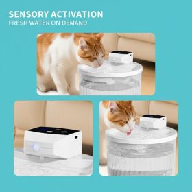 2000ML Wireless Pet Drinking Fountain, 2500mAh Rechargeable, Motion Sensor Circulating Running Water Bowl (Option: White)