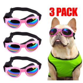 Pet Sunglasses Dog Cat Windproof Glasses Accessories Goggles Sun Visor Eye Wear Glasses UV Dust Fog Protection With Adjustable Strap (Option: Pink)