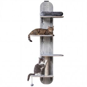 Door Hanging Cat Climber Adjustable 4 Level Plush Bed Scratching Post (Option: Grey  Natural)