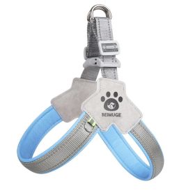 Pet Dog Cat Harness, Pet Harness With LeashSet, Adjustable Puppy Harness ComfortableReflective Easy Control Dog With Leather Leash,.No-Pull No Choke P (Option: Blue-M)