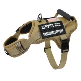 USLOCAL Tactical Service Dog Harness With Control Handle No Pulling Adjustable Reflective Pet Vest Harness (Option: Linen-S)