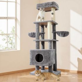 Large Cat Tree Tower Heavy Duty Scratching Post Washable Perch (Option: 6Tier Basic Version Gray)
