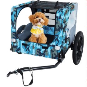 Outdoor Heavy Duty Collapsible Pet Bike Trailer With 16-Inch All Terrain Wheels & Universal Hitch (Option: BlueGrey)