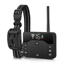 2 in 1 Wireless Dog Fence & Training Collar with 2 Receivers (Option: Black Fence with 1 Collar)