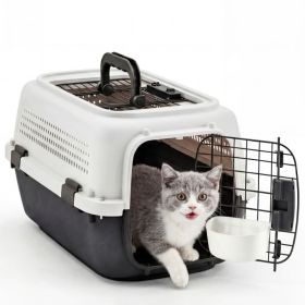 Hard Sided Dog Cat Carrier TSA Approved Ventilated Travel Crate (Option: White black)