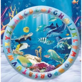 Summer Cooling Pet Water Bed Cushion Ice Pad Dog Sleeping Square Mat Cool Cold (Option: Ocean World 65cm-1PCS)