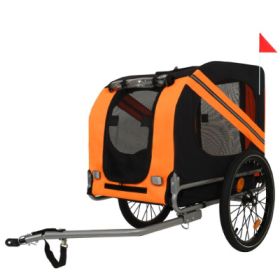 Large Folding Bike Trailer For Dogs 120LB Capacity All-Terrain, Durable Steel Frame For Cycling, Jogging, Camping  Outdoor Adventures (Option: BlackOrange)