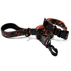 Embossed Waterproof Tear Resistant UV Printed Dog Leash Collar Set (Option: Red)