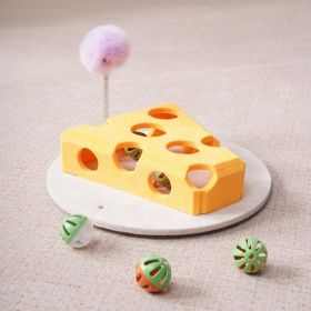 Cat Puzzle Toy Suction Base Interactive Treat Box with Ball & Wand (Option: Yellow)