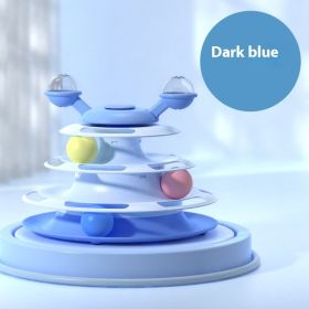 4 Levels Cat Toy Tower Turntable Roller Balls Toys Interactive Intelligence Pets Toys Training (Option: Deep Sea Blue-OPP Bag Packaging)