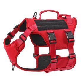 Heat-resistant Durable Nylon Tactical Service Dog Harness, Adjustable Vest With Dual Handles For Large Dogs (Option: Red-S)