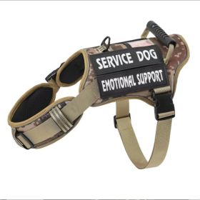 USLOCAL Tactical Service Dog Harness With Control Handle No Pulling Adjustable Reflective Pet Vest Harness (Option: Khaki-L)