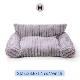 Cute Cat Couch Bed Soft Corduroy Fleece Washable Pet Sofa (Option: Light Grey-M)