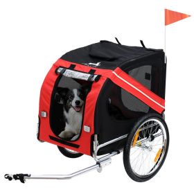 Dog Bike Trailer Folding Pet Wagon with Large Rubber Wheels (Option: Red-860x225x635 mm)