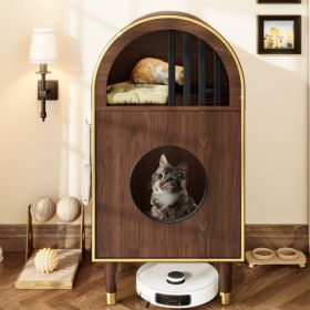 2 in 1 Cat Litter Box Enclosure with Two Level Cat Condo Bed (Option: MDF)