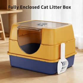Dark Gray Top Entry Fully Enclosed Cat Litter Box, With Free Scoop , Anti-Splash & Odor Locking (Option: Orange)