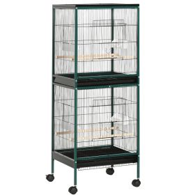 Large Bird Cage with 1.7 ft. Width for Wingspan, Bird Aviary Indoor with Multi-Door Design, Conure, 55" (Option: Green-1420x610x115 mm)