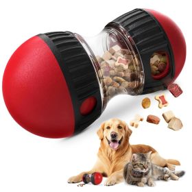 Dog Puzzle Toy, Adjustable Treat Dispensing Ball Food Dispenser Tough Slow Feeder Puppy (Option: Red)