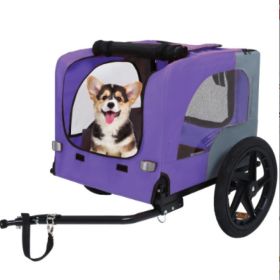 Outdoor Heavy Duty Collapsible Pet Bike Trailer With 16-Inch All Terrain Wheels & Universal Hitch (Option: Purple)