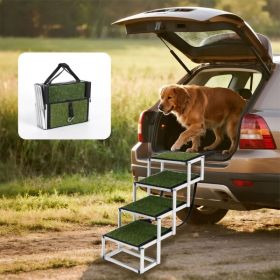 Foldable Dog Ramp For Cars, SUVs, Trucks, Portable Pet Dog Stairs For Large Dogs With Non-Slip Surface (Option: Green)