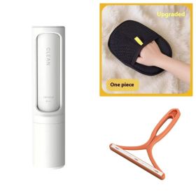 2-1 Reusable Pet Hair Remover Brush Lint Roller Portable Effective Self Cleaning Tool Removal Brush (Option: White Set)