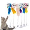 Cartoon Pet Cat Toy Stick Feather Rod Mouse Toy With Mini Bell Cat Catcher